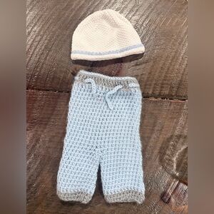 Blue and White Kids Crochet Matching Set